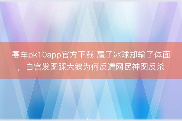 赛车pk10app官方下载 赢了冰球却输了体面，白宫发图踩大鹅为何反遭网民神图反杀