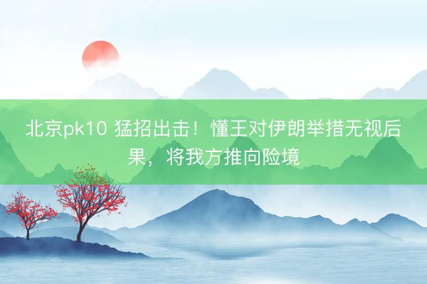 北京pk10 猛招出击！懂王对伊朗举措无视后果，将我方推向险境
